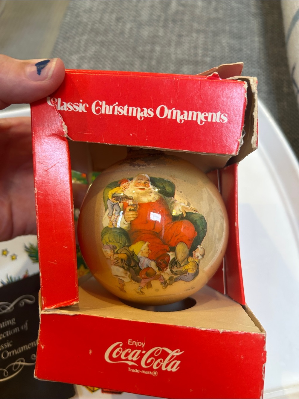 Vintage 1960 Coca Cola by Corning Glass Works Vintage Santa Glass Ornament